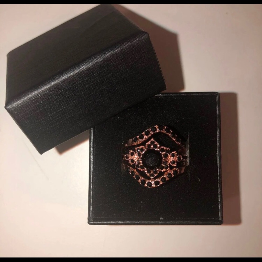 925 Sterling Silver Rose Gold Plated Black CZ
